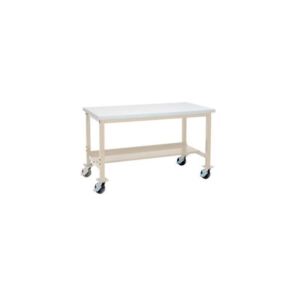 Global Equipment Mobile Production Workbench w/ Laminate Square Edge Top, 48"W x 30"D, Tan 319362TN - main